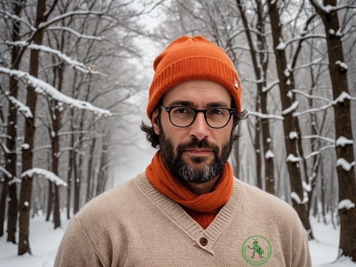 Homme emmitouflé neige